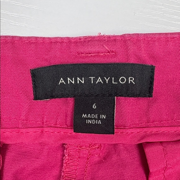 Ann Taylor Twill Mid-Rise Straight Tapered Trouser Pant Minimalist Pink 6 - Picture 7 of 8